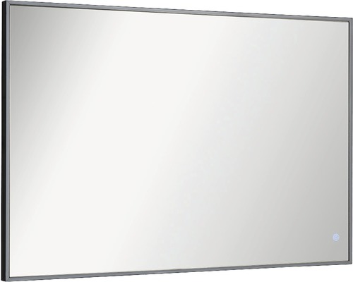 LED Badspiegel FACKELMANN eckig 100x68x3.5 cm schwarz