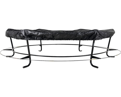 Bâche de protection noire sur un trampoline