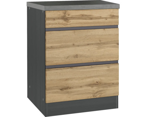 Auszugunterschrank Held Möbel Pisa B/T/H 60x60x86 cm wildeiche/graphit matt