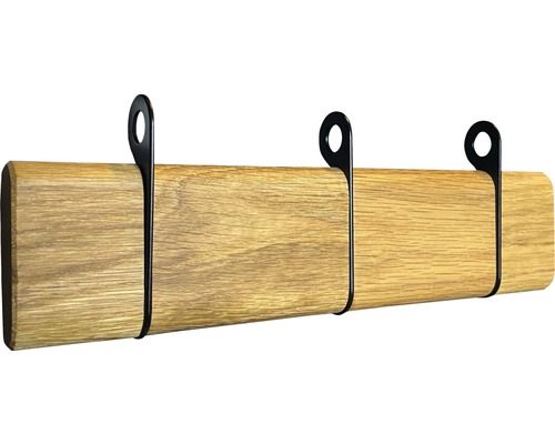 Portemanteau rabattable 3 crochets en bois et métal noir 270x89x32 jusqu'à 98 mm