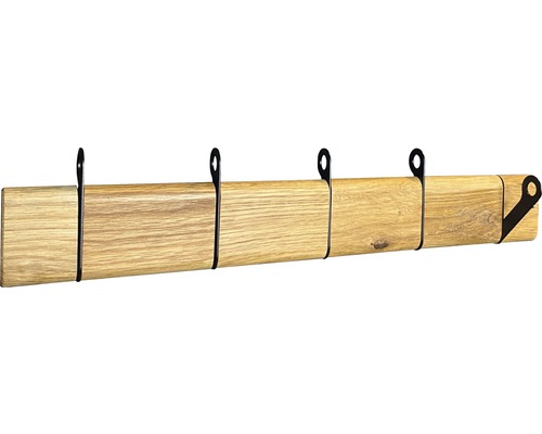 Portemanteau rabattable 5 crochets en bois et métal noir 270x89x32 jusqu'à 98 mm Porte-manteau en bois avec cinq crochets