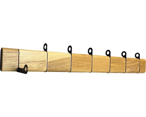 Portemanteau rabattable 7 crochets en bois et métal noir 630x89x32 jusqu'à 98 mm Porte-manteau en bois avec six crochets