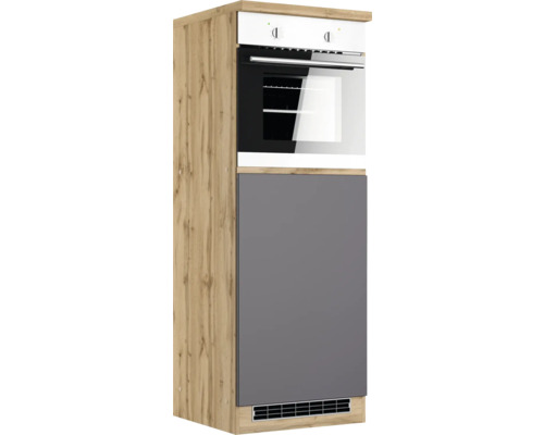 Meuble pour four/réfrigérateur encastré de 88 cm Held Möbel Pisa l/p/h 60x60x166 cm gris/chêne sauvage mat