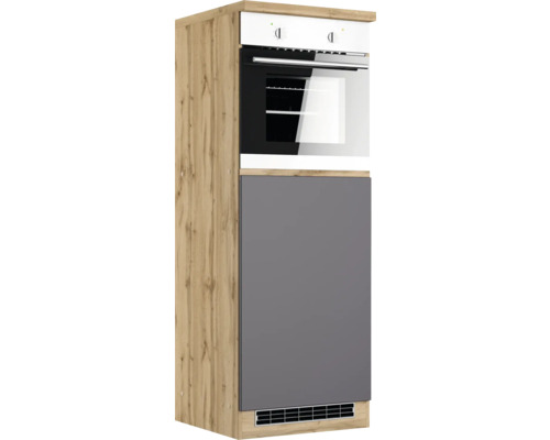 Backofen/Kühlumbauschrank für 88er Einbaukühlschrank Held Möbel Pisa B/T/H 60x60x166 cm grau/wildeiche matt