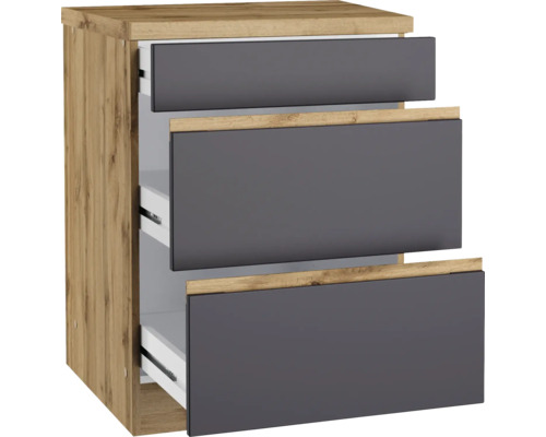 Commode avec trois tiroirs en décor bois