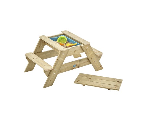 Table de pique-nique bac à sable en bois avec jouets de sable