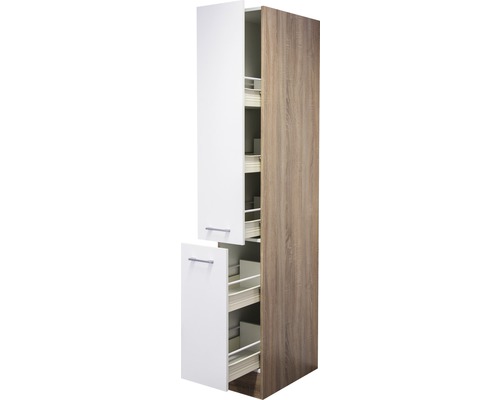 Apothekerschrank Flex Well Samoa BxHxT 30x200x57 cm Frontfarbe weiss - Korpusfarbe sonoma eiche