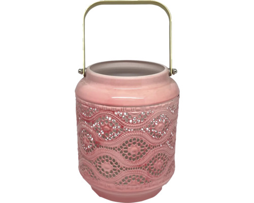 Windlicht aus Keramik mit Metallgriff