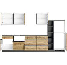 Bloc cuisine complète Held Möbel PISA 330 cm façade chêne sauvage mate, corps graphite variante réversible