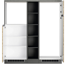 Bloc cuisine complète Held Möbel PISA 390 cm façade chêne sauvage mate, corps graphite variante réversible