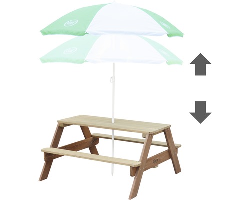 Ensemble de sièges pour enfants en bois avec parasol et hauteur réglable