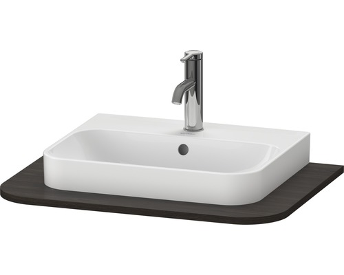 Console DURAVIT Happy D.2 Plus 650 x 480mm noyer brossé HP031B06969 sans vasque Lavabo avec robinetterie sur plaque de sous-meuble