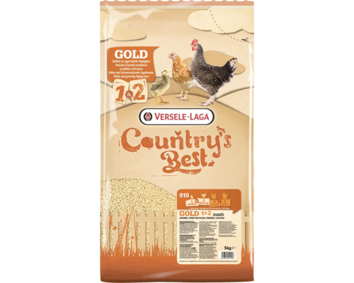 Alimentation structurée VERSELE-LAGA Country's Best GOLD 1 et 2 Mash 5kg farine pour poussins, aliment de démarrage et de croissance pour poules pondeuses