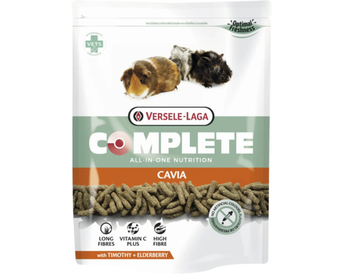 Nourriture pour rongeurs VERSELE-LAGA Complete Cavia 500g bouchées extrudées avec légumes (10% carottes) haute teneur en fibres brutes (20%) pour cochons d'Inde en sachet fraîcheur