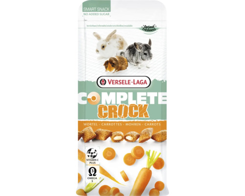 Friandise pour rongeurs VERSELE-LAGA Complete Crock Carrot 50 g enveloppe croustillante fourrée de carottes tendres pour lapins, cochons d'Inde, chinchillas en sachet fraîcheur