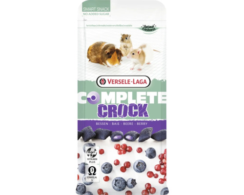 Friandise pour rongeurs VERSELE-LAGA Complete Crock Berry 50 g enveloppe croustillante fourrée de baies tendres pour cochons d'Inde, rats, souris, gerbilles en sachet fraîcheur