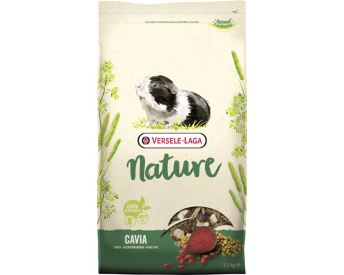 Nourriture pour rongeurs VERSELE-LAGA Nature Cavia 2,3 kg nourriture complète, sans céréales, riche en fibres brutes avec vitamine C essentielle pour cochons d'Inde en sachet fraîcheur