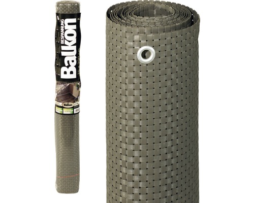 Balkonbespannung Rattan 75 x 300 cm titangrau Balkonbespannung aus Kunststoff mit Ösen, gerollt