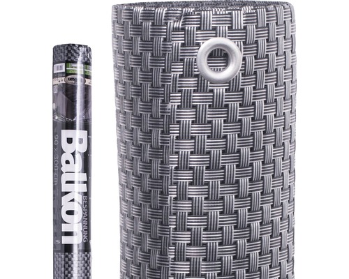 Balkonbespannung videx Rattan 90 x 300 cm silber/anthrazit Balkonbespannung aus Kunststoffgewebe mit Ösen, 90 x 300 cm