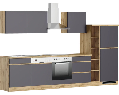 Cuisine complète avec hotte aspirante, évier, cuisinière et four