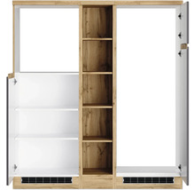 Bloc cuisine complète Held Möbel PISA 390 cm façade gris mate, corps chêne sauvage variante réversible