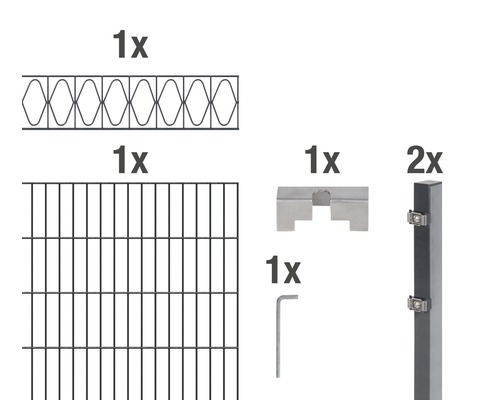 ALBERTS Kit de panneaux rigides double fil Eleganz 200 x 100 cm, 2 m anthracite