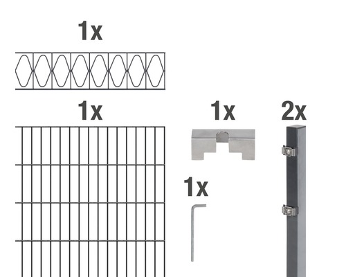 ALBERTS Kit de panneaux rigides double fil Eleganz 200 x 120 cm, 2 m anthracite Pièces détachées d''un système de clôture : remplissage, grillage, support, poteaux et outils