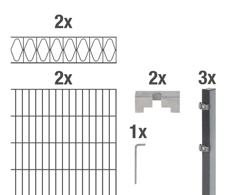 ALBERTS Kit de panneaux rigides double fil Eleganz 200 x 120 cm, 4 m anthracite