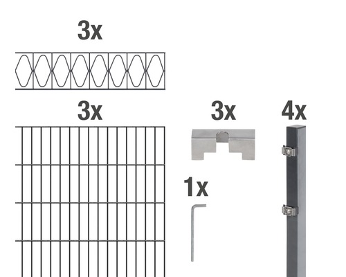 ALBERTS Kit de panneaux rigides double fil Eleganz 200 x 120 cm, 6 m anthracite