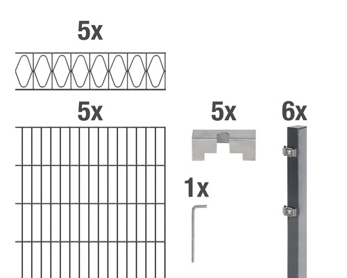 ALBERTS Kit de panneaux rigides double fil Eleganz 200 x 120 cm, 10 m anthracite