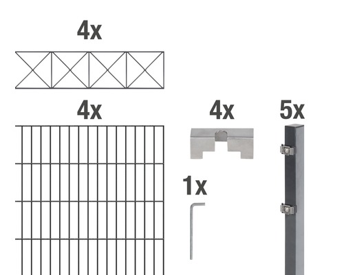 ALBERTS Kit de panneaux rigides double fil Nexus 200 x 120 cm, 8 m anthracite