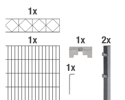 ALBERTS Kit de panneaux rigides double fil Bergen 200 x 100 cm, 2 m anthracite