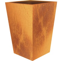 Jardinière carrée en métal aspect rouille