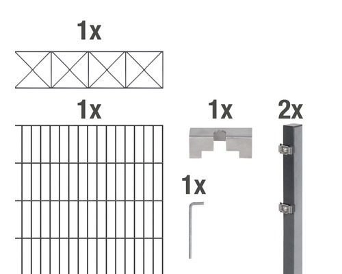 ALBERTS Kit de panneaux rigides double fil Nexus 200 x 140 cm, 2 m anthracite Pièces détachées d''un système de clôture : panneau de clôture, treillis, support, poteau et outil
