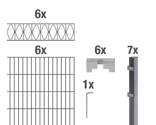ALBERTS Kit de panneaux rigides double fil Eleganz 200 x 120 cm, 12 m anthracite