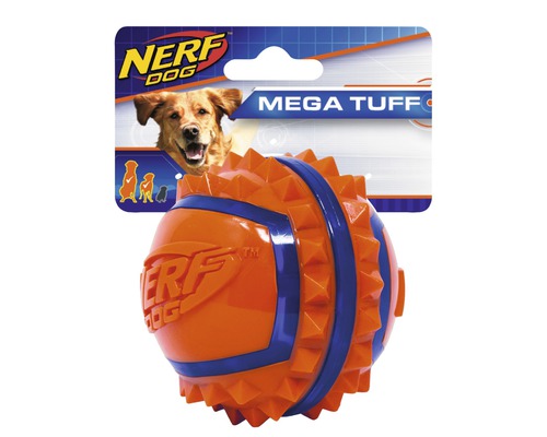 Hundespielzeug Nerf TPR Spike Ball 9 cm blau/orange