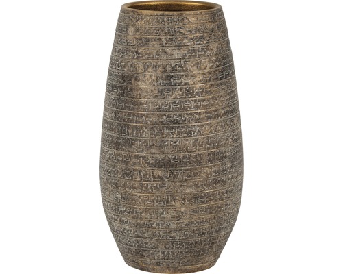 Vase intérieur Passion for Pottery Solano argile Ø 22 cm H 40 cm or vieilli Vase à fleurs décorative avec motif horizontal