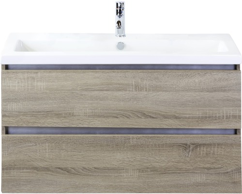 Lavabo avec meuble bas Sanox VOGUE lxhxp 101x59x41 cm couleur de façade chêne gris 81739116