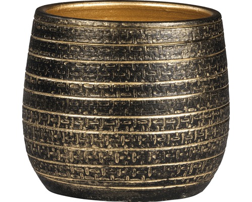 Übertopf innen Passion for Pottery Solano Ton Ø 20 cm H 18 cm schwarz/gold