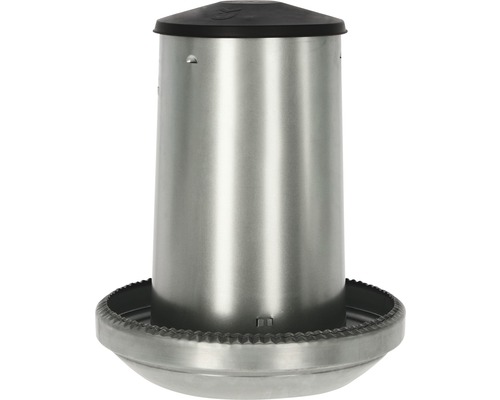 Distributeur automatique de nourriture pour poules et dindes 50 x 60 cm argent Abreuvoir à poulet en métal avec couvercle noir