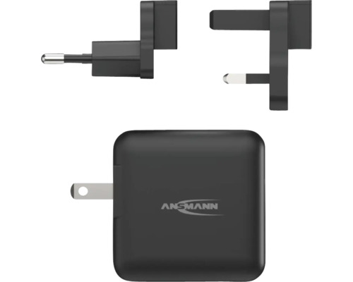 Ansmann Logo, Netzteil mit verschiedenen Steckdosenadaptern