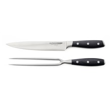 Bestehend aus Messer und Gabel: Küchenhelfer-Set zum Schneiden und Servieren von Speisen