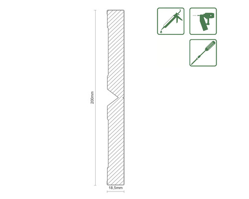 Profilé, section transversale avec dimensions et symboles pour le montage