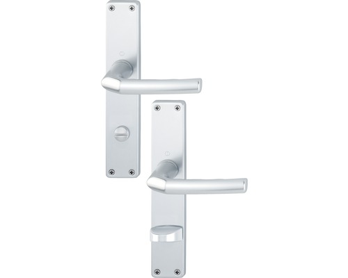 Hoppe Poignée sur plaque longue WC 2534014 Birmingham 1117/202SP distance entre les trous 78 mm argent