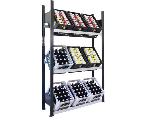 Schulte Support pour caisses à bouteilles, étagère de base pour caisses de boissons 1800 x 1000 x 300 mm capacité de charge 300 kg