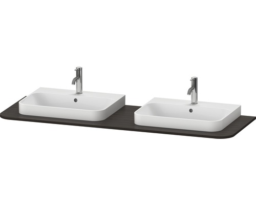 Console Duravit Happy D.2 Plus avec deux découpes 160 x 55 cm noyer brossé sans vasque HP032HB6969