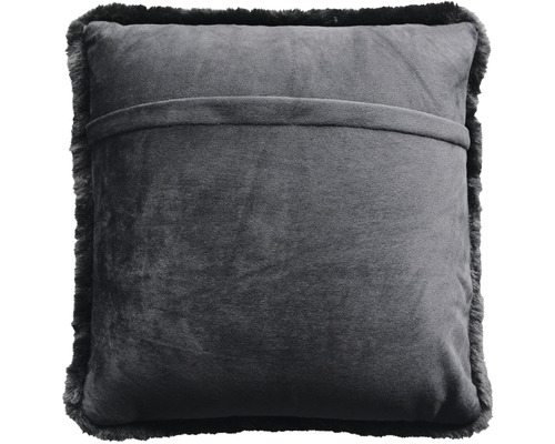 Coussin décoratif avec bordure en fourrure et poche