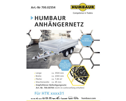 Humbaur Anhängernetz für Dreiseitenkipper 3500 x 2000 mm