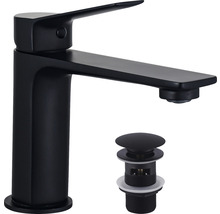 Robinet de lavabo noir avec garniture de vidage