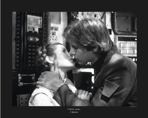 Poster SW Classic Leia Han Kiss Quote 40x50 cm